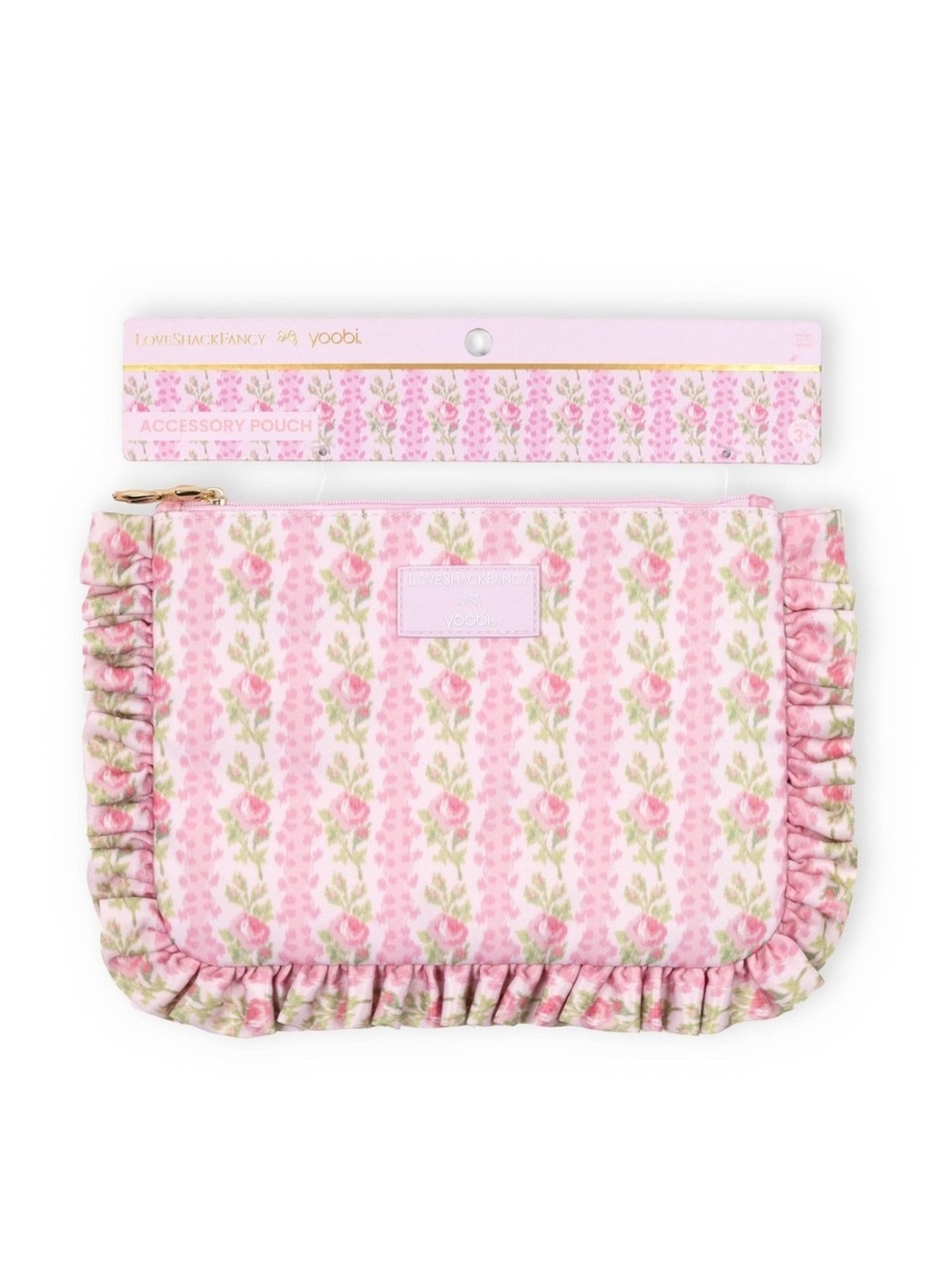 NWT LoveShackFancy Yoobi Target Blooming Heirloom Pink Floral Ruffle Pouch